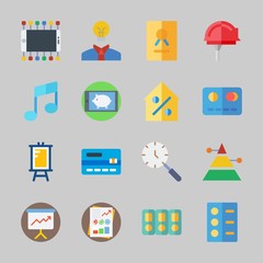 Icons about Business with list, percentage, credit card, idea, real estate and stats