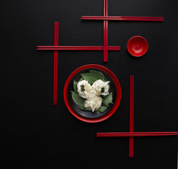 asian dumplings with basil