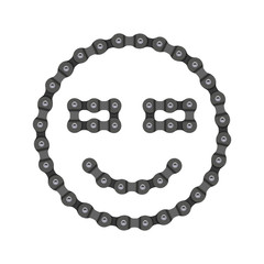 Smile, Smiling Emoji Vector Icon Made of Bike or Bicycle Chain