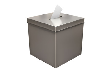 3d rendering of Metal chrome election box isolated on white background with clipping paths.