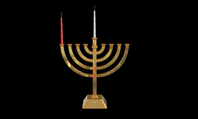 Hanuka menorah and candles isolated on white