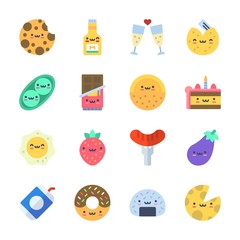 icon Food with cheese, cake, onigiri, cookie and mustard