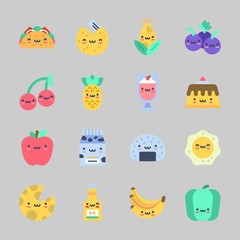 Icons about Food with milk, mustard, pineapple, cheese, apple and bananas