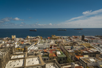 LAS PALMAS, GRAND CANARIA / SPAIN - FEBRUARY 19 2018: VIEW FROM LAS PALMAS CATHEDRAL