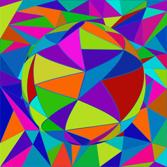 Abstract 3d effect background. Bright sphere. Optical illusion.