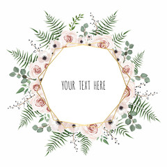 Floral vector frame with place for your text. Can be used as creating card, invitation card for wedding,birthday and other holida