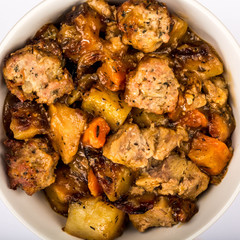 Pulled Pork And Stuffing With Root Vegetables