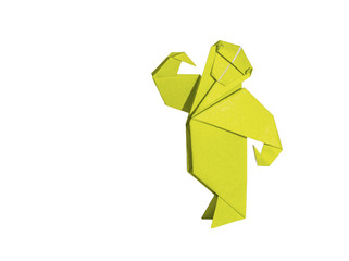 Origami Monkey isolated on white