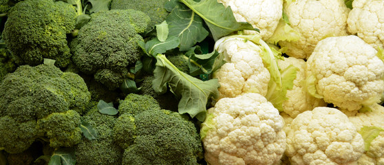 Broccoli and cauliflower pile - 196782371