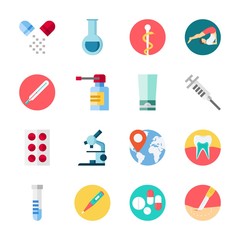 icon Medical with teeth, syringe, thermometer, pills and surgery