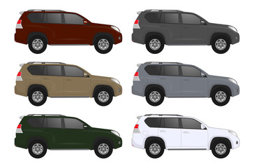 Set of different color car, realistic car models	