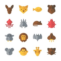 icon Animals with bear, squid, hippopatamus, koala and fish