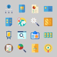 Icons about Business with id card, presentation, stats, box, folder and search
