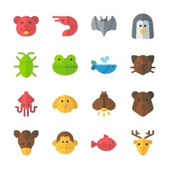 icon Animals with frog, monkey, bat, bear and prawn