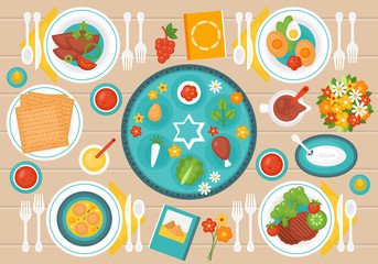 Passover seder dinner table