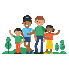 Happy family characters cartoon