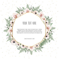 Floral vector frame with place for your text. Can be used as creating card, invitation card for wedding,birthday and other holida