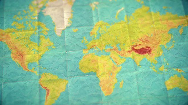 muted vintage colors world map - zoom in to Europe - blank version.
