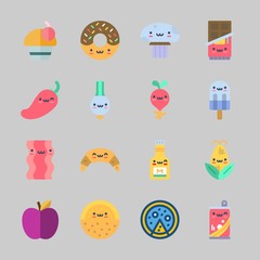 Icons about Food with pizza, popsicle, scallion, cupcake, chocolate and radish