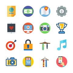 icon Digital Marketing with settings, money, smartphone, padlock and video player