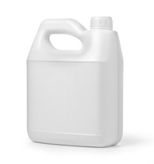 Plastic canister on white