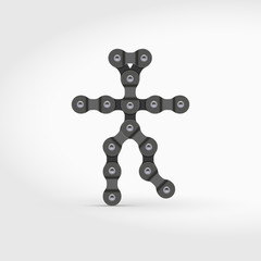 Dancing Man Vector Icon Made of Bike or Bicycle Chain