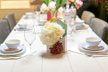 Served table for tea drinking. The concept of home comfort