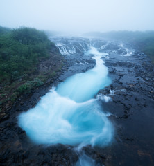 Landscape with Bruarfoss waterfall in Iceland