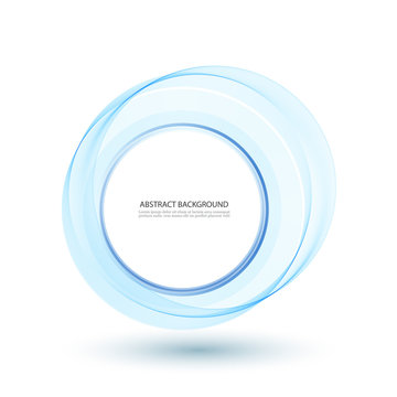 Abstract blue swirl circle Vector illustration for you modern design. Round frame or banner with place for text. Special effects. Translucent elements.