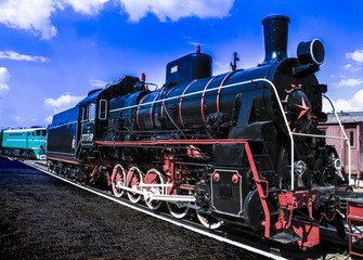 Fototapeta na wymiar old steam train on the railway