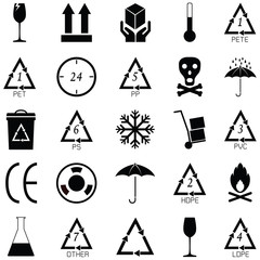 packaging symbols icon set - 196790344