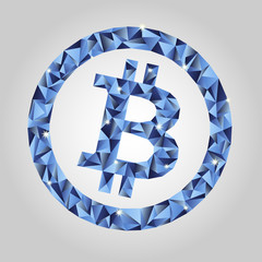 Vector bitcoin in low-poly style. Symbol of crypto currency