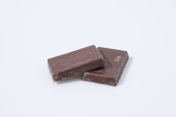 Chocolate composition in a white background
