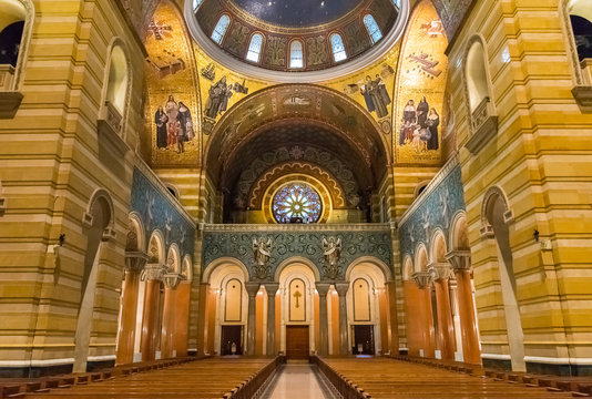 Saint Louis, MO USA - 04/24/2015 - Saint Louis Basilica Rear Rose Window

