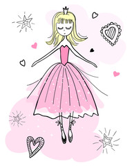 Dancing princess in a pink dress.
