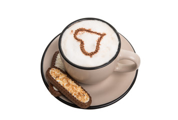 cup with cappuccino isolated