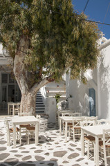 Greek taverna outdoor part on the street