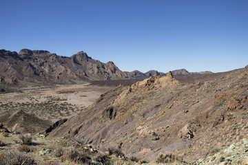 Fototapeta na wymiar National park El Teide, view of a mountain range, rock formations