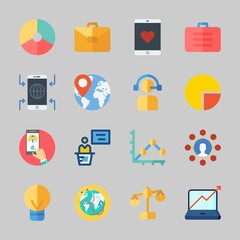 Icons about Business with idea, smartphone, balance, worldwide, presentation and telemarketer