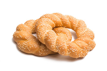 bagel with sesame seeds isolated