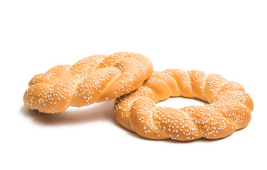 bagel with sesame seeds isolated