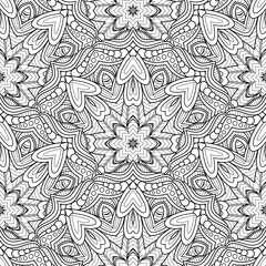Vector Seamless Monochrome Pattern. Printable Coloring Pages. Hand Drawn Decorative Scales