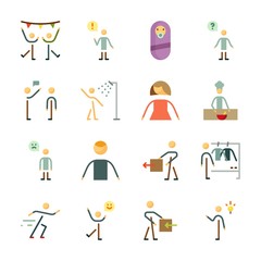 icon Human with question, sportsman, selutation, man and stick man