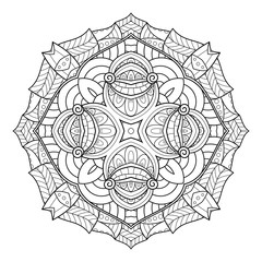 Vector Monochrome Square. Abstract Object Isolated On White Background. Ethnic Decorative Element