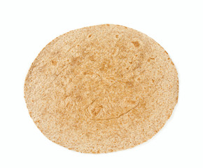 whole grain tortilla isolated