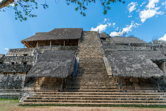 Ek' Balam, Mexico - May 17, 2017 - Ek Balam Mayan Acropolis, Temples, and Ruins
