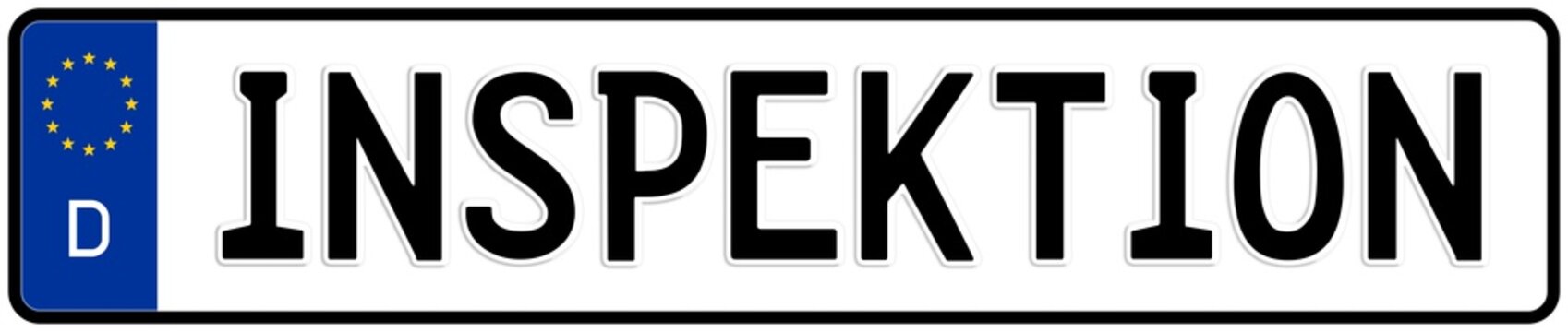 spkw44 SignPersonenKraftWagen spkw - Schrift: Inspektion / Kennzeichen: Autokennzeichen / Nummernschild - (Original-Verh&auml;ltnis 520 X 110 mm) - banner xxl g5920