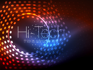 Glowing neon dotted shape abstract background, technology shiny concept design, magic space geometric background