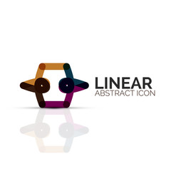 Abstract flower or star minimalistic linear icon, thin line geometric flat symbol for business icon design, abstract button or emblem