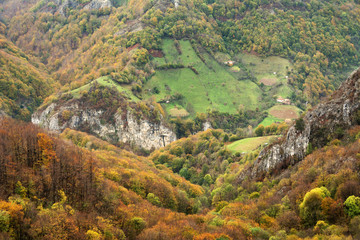 Fall landscape in Mehedinti Mountains, Romania, Europe